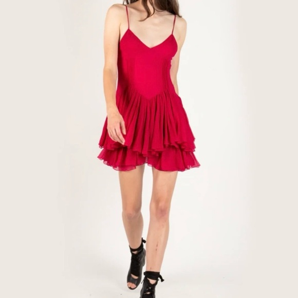 Raspberry Seville Ines Ruffle Mini Dress - Picture 2 of 14
